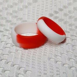 Red & White Silicone Wedding Band: Active Lifestyle Ring
