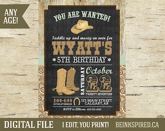 cowboy invitations etsy