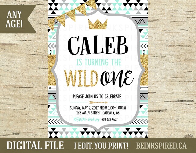 girl tribal invitation wild one birthday invitation wild one party