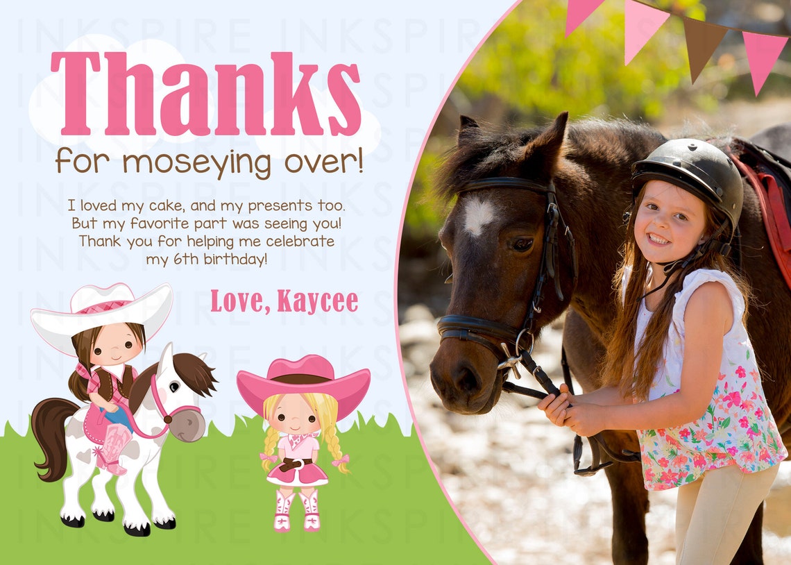 Girls Horse Thank You Card Printable DIGITAL FILE - Etsy Canada