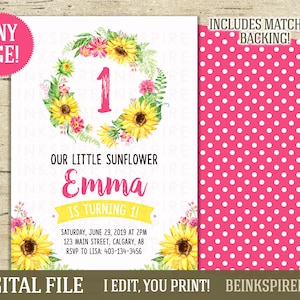 Zonnebloem verjaardagsuitnodiging - Afdrukbaar DIGITAAL BESTAND - Zonnebloemen Verjaardagsfeestje uitnodigen - Elke leeftijd! Fotoversie beschikbaar!
