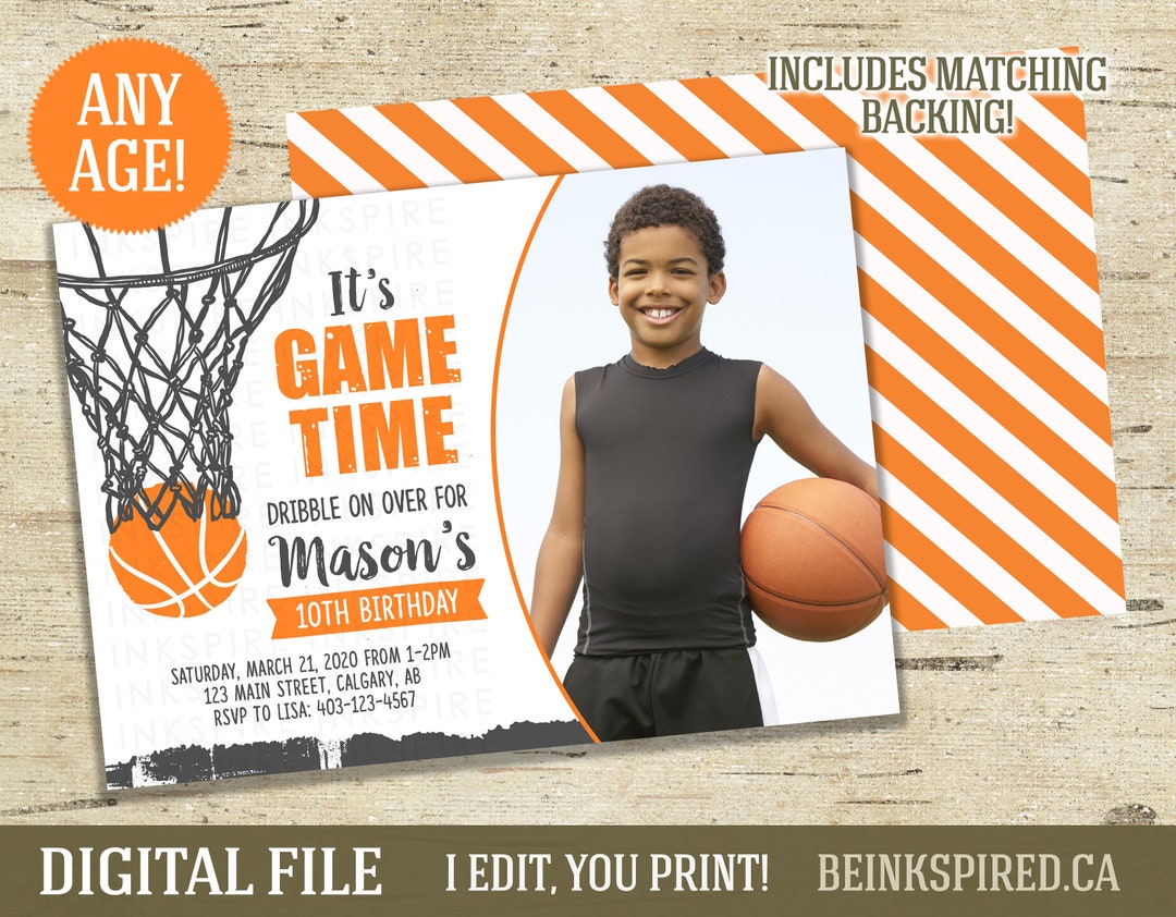 Basketball Birthday Invitation Printable DIGITAL FILE Basketball ...