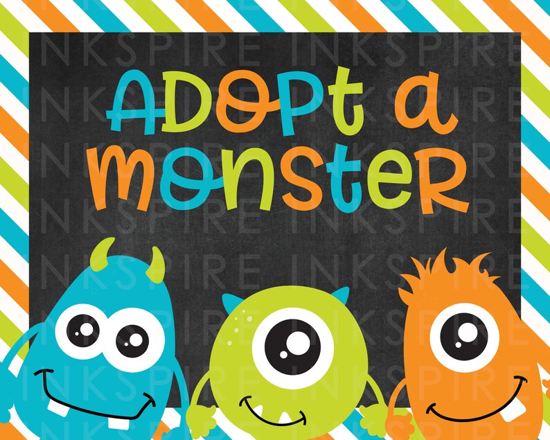 Adopt A Monster Sign INSTANT DOWNLOAD Printable Birthday Etsy adopt-a-monster-sign-instant-download-printable-birthday-etsy