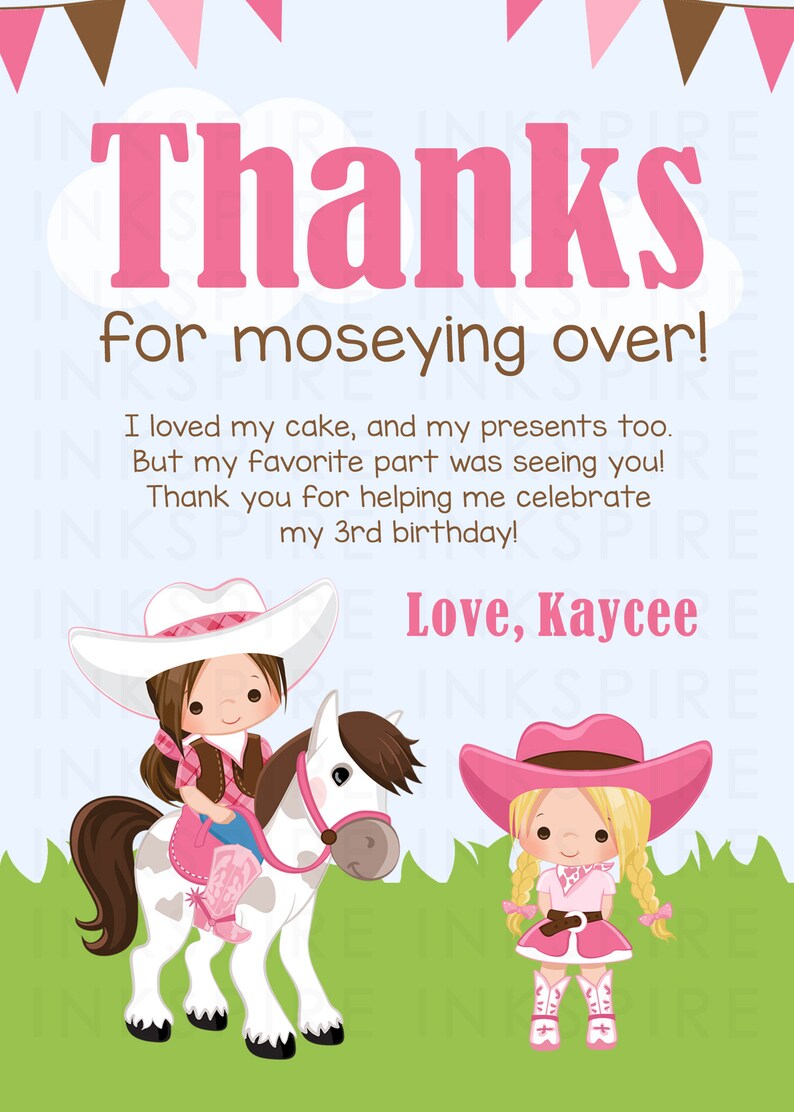 Girls Horse Thank You Card - Printable DIGITAL FILE - Personalized ...