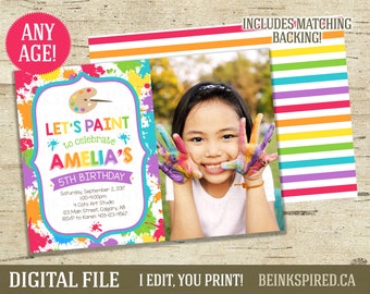 Printable Art Paint Splatter Birthday Party Invitation | Etsy