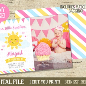 Our Little Sunshine Birthday Invitation - FICHIER NUMÉRIQUE Imprimable - Sun First Birthday Party Invite - Délai d'exécution de 24 heures !