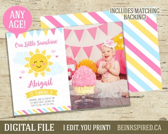 Our Little Sunshine Birthday Invitation - Printable DIGITAL FILE - Sun First Birthday Party Invite - 24 Hour Turnaround Time!