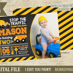 Construction Birthday Invitation, Construction Party, Construction Invite, Dump Truck, Under Construction, Printable, Any Age, DIGITAL FILE