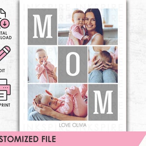 Regalo de collage de fotos de mamá - ARCHIVO DIGITAL imprimible - Impresión personalizada para mamá del niño - Regalo personalizado del día de la madre