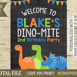 Dinosaur Birthday, Welcome Sign, Dinosaur Party, Dinosaur Welcome, Dinosaur Sign, Printable, Personalized, Dinosaur Party Sign, DIGITAL FILE