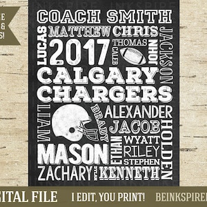 Football Coach Gift, Football Coach Thank You Gift, Football Team Gift, Coach Appreciation End of Season Gift, Personalized, DIGITAL FILE image 1