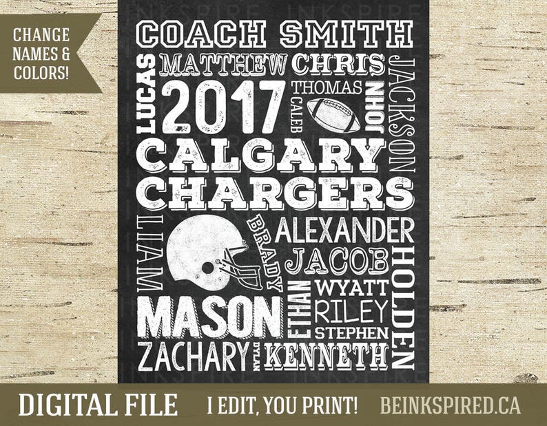 Football Coach Gift, Football Coach Thank You Gift, Football Team Gift, Coach Appreciation End of Season Gift, Personalized, DIGITAL FILE image 1