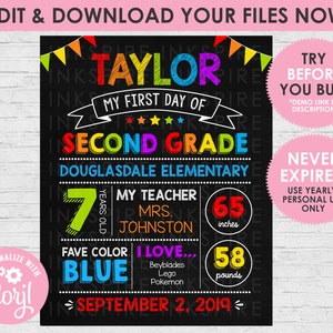 Editable First Day of School Poster DIGITAL FILE Printable - Etsy