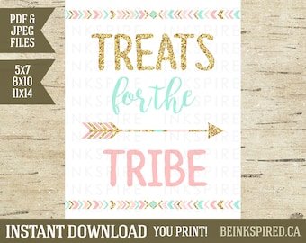 Treats for the Tribe Sign, Wild One Birthday, Tribal Birthday, Tribal Party Sign, Tribal Decor, Treats for the Tribe Print, DIGITAL FILE