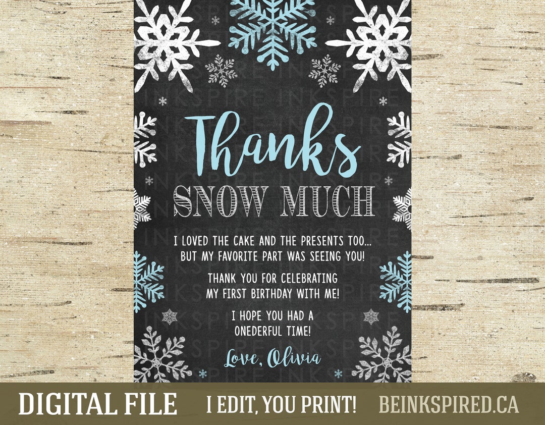 Winter Wonderland Thank You Card - Printable DIGITAL FILE ...