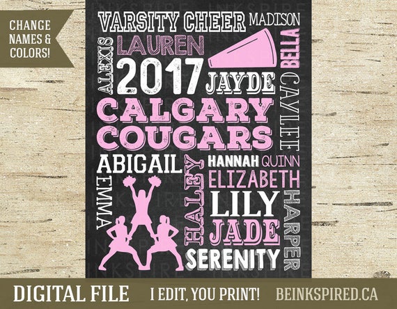 Cheer Coach Gift, Cheer Thank You, Cheerleader Art, Cheer Gift, Coach Gift, Personalized, Color Customized, Coach Thank You, DIGITAL FILE