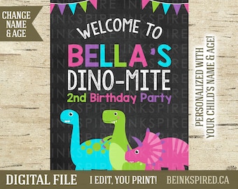 Printable Dinosaur Welcome Sign, Personalized Dinosaur Birthday Party Door Sign, Dinosaur Birthday, Dinosaur Party, Party Sign, DIGITAL FILE