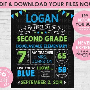 Editable First Day of School Poster DIGITAL FILE Printable - Etsy