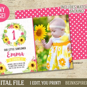 Zonnebloem verjaardagsuitnodiging - Afdrukbaar DIGITAAL BESTAND - Zonnebloemen Verjaardagsfeestje uitnodigen - Elke leeftijd! Fotoversie beschikbaar!