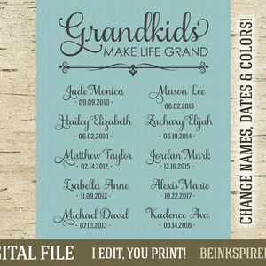Gift for Grandparents from Grandchildren - Printable DIGITAL FILE - Personalized Christmas Gift for Grandparent