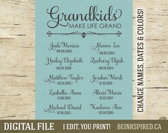 Gift for Grandparents from Grandchildren - Printable DIGITAL FILE - Personalized Christmas Gift for Grandparent