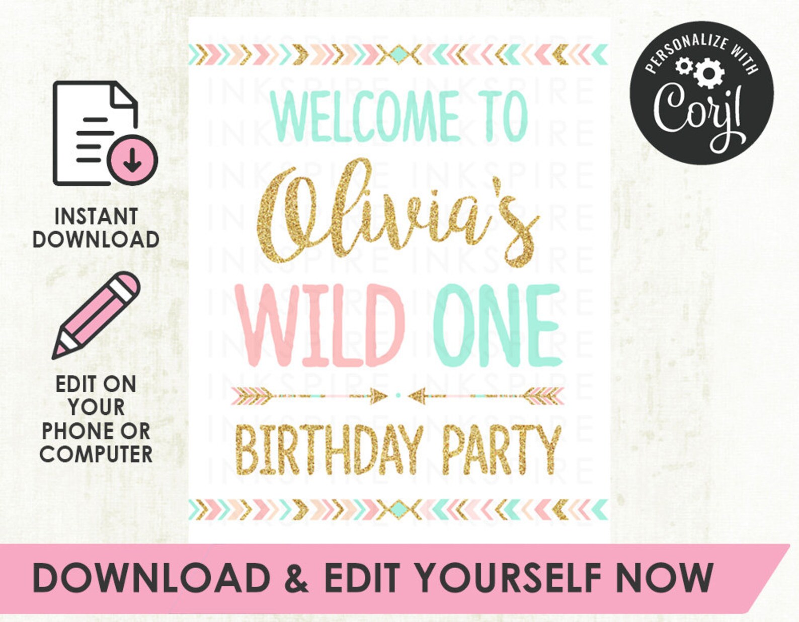 Editable Wild One Welcome Sign Printable DIGITAL FILE - Etsy Canada