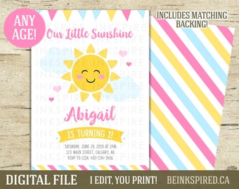 Our Little Sunshine Birthday Invitation - Printable DIGITAL FILE - Sun First Birthday Party Invite - 24 Hour Turnaround Time!