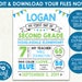 Editable First Day of School Poster DIGITAL FILE Printable Blue and ...