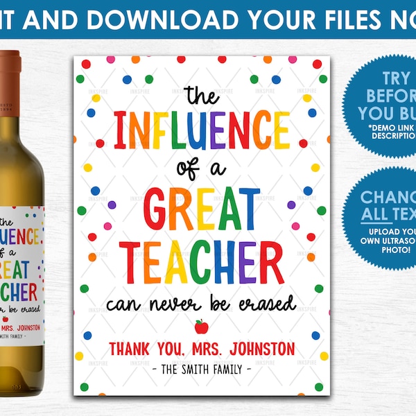 Teacher Wine Label - Etsy