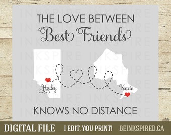 Long Distance Gift for Best Friend - Printable DIGITAL FILE - Moving Away Gift - Personalized BFF Christmas Gift