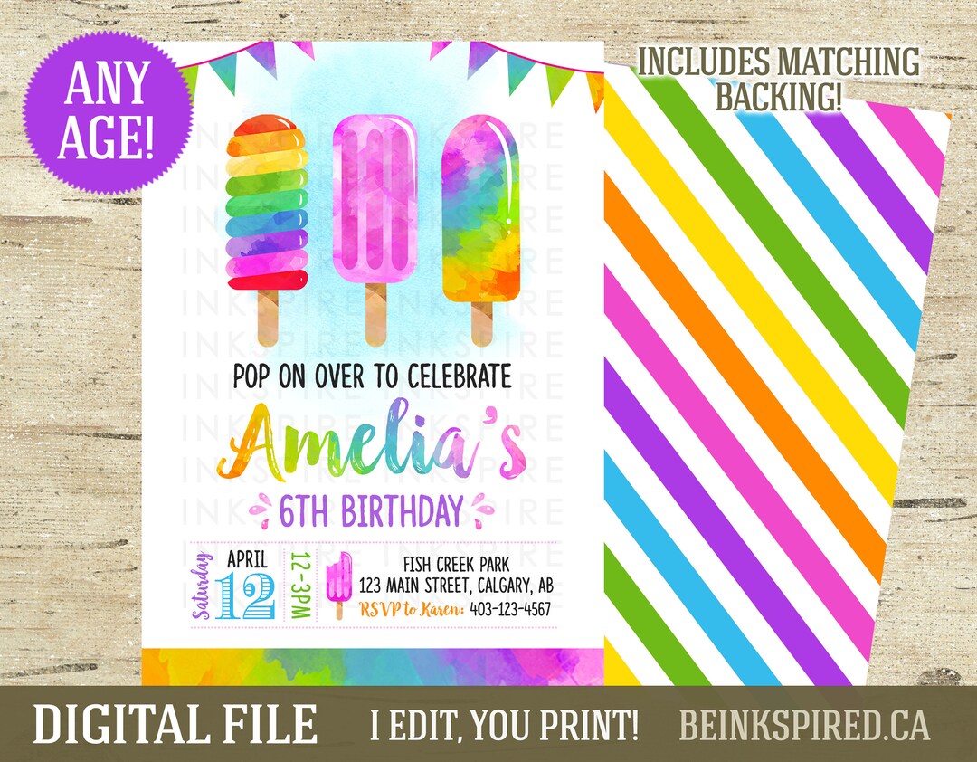 Popsicle Birthday Invitation Printable DIGITAL FILE Popsicle Party ...