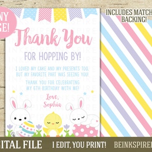 Cartão de agradecimentos de aniversário de Páscoa - imprimível ARQUIVO DIGITAL - Cartão de agradecimentos personalizado do coelhinho da Páscoa - Adicione uma foto!