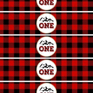 Lumberjack Water Bottle Labels Printable DIGITAL FILE 8.5x2 Buffalo Plaid Birthday Party Bottle ...