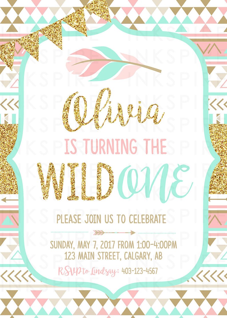 Girl Tribal Invitation Wild One Birthday Invitation Wild One Etsy