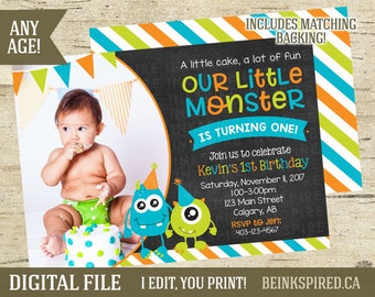 Monster Birthday Invitation, Monster Invitation, Monster Birthday Party, Monster 1st Birthday, Invite, Little Monster, KEVIN, DIGITAL FILE