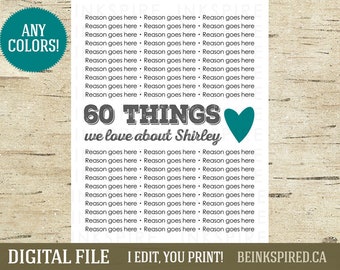 Regalo personalizado para mamá o papá - Razones por las que te amamos - ARCHIVO DIGITAL - Cumpleaños personalizado, aniversario, regalo del día de la madre - ¡Cambiar colores!