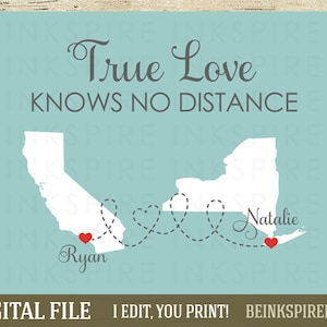 Cadeau de relation longue distance - FICHIER NUMÉRIQUE imprimable - Cadeau de Noël personnalisé pour petit ami ou petite amie