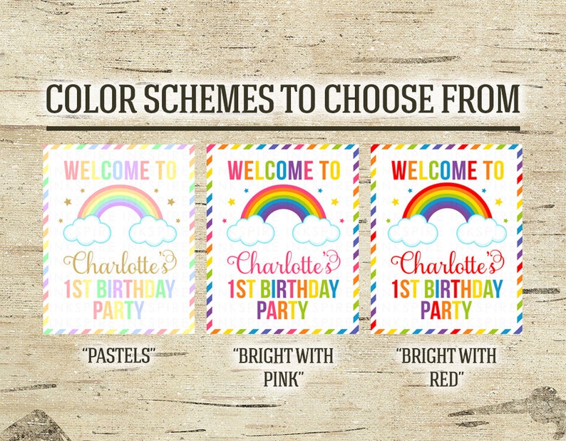 Rainbow Welcome Sign Printable DIGITAL FILE Personalized Rainbow Birthday Party Door Sign Change Child's Name & Age image 8