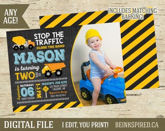 Construction Birthday Invitation, Construction Party, Construction Invite, Dump Truck, Under Construction, Printable, Any Age, DIGITAL FILE