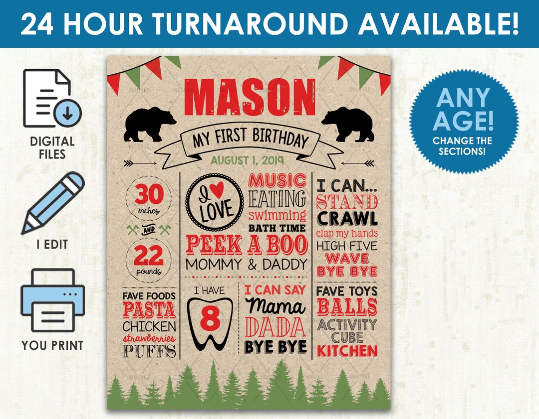 Lumberjack Birthday Chalkboard Printable DIGITAL FILE Buffalo Plaid