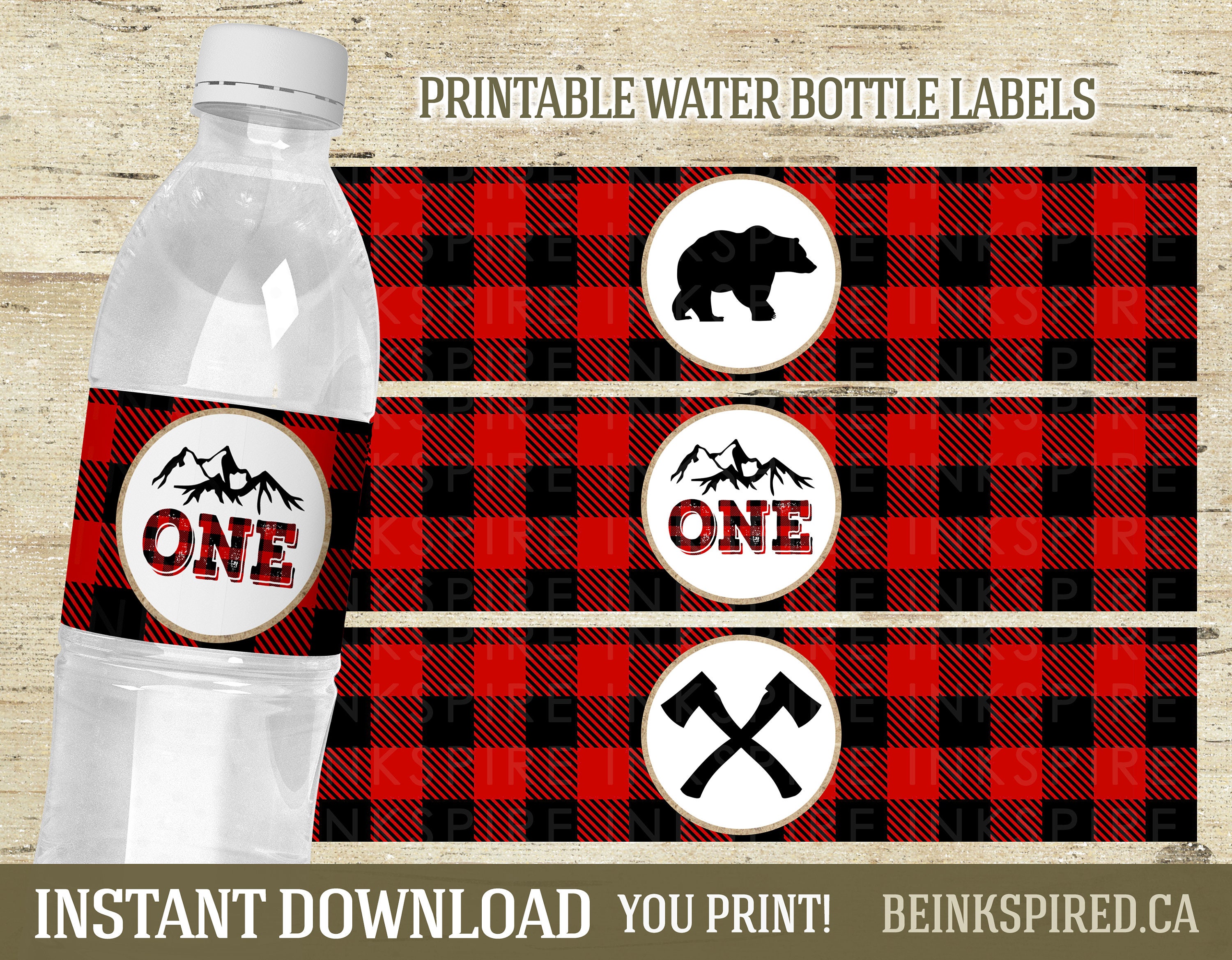 Lumberjack Water Bottle Labels Printable DIGITAL FILE - Etsy