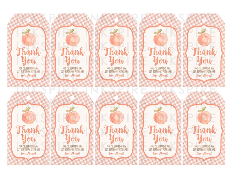 Editable Peach Favor Tag DIGITAL FILE Printable Peach - Etsy
