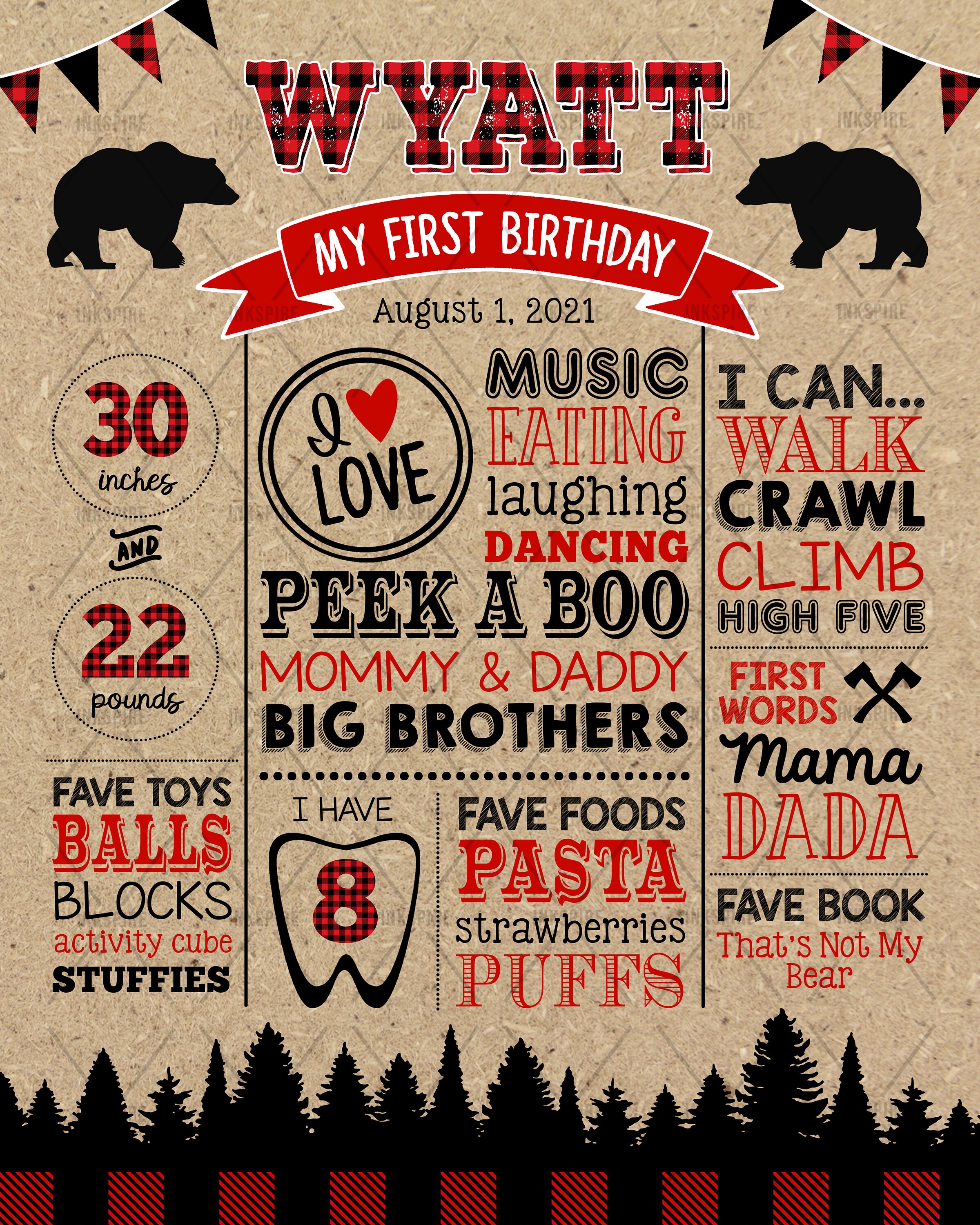 Lumberjack Birthday Chalkboard Printable DIGITAL FILE Etsy Canada