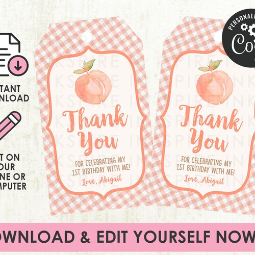 Printable Thank You Favor Tags Editable Template Baby Etsy