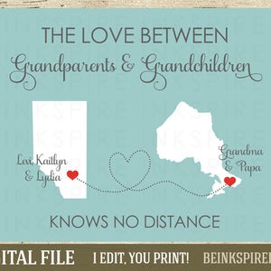Cadeau longue distance pour les grands-parents - FICHIER NUMÉRIQUE imprimable - Cadeau de Noël des petits-enfants - Carte personnalisée avec noms