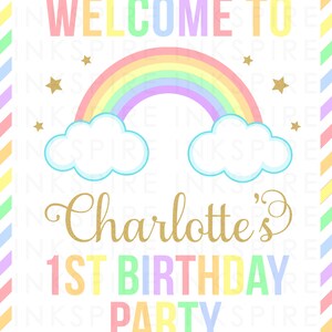 Rainbow Welcome Sign Printable DIGITAL FILE Personalized Rainbow Birthday Party Door Sign Change Child's Name & Age image 4