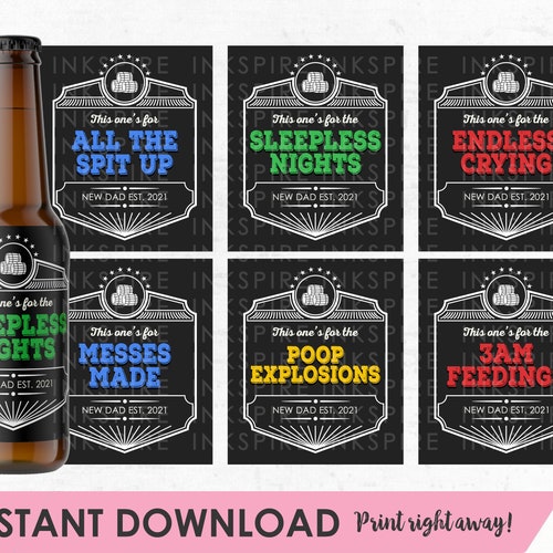 New Dad Beer Labels - INSTANT DOWNLOAD - Printable First Time Dad Gift from Baby - Pregnancy Reveal Beer Labels - Years 2020, 2021 and 2022