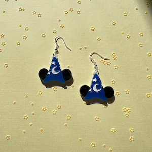 Mickey Fantasia Hat Layered Acrylic Dangle Earrings