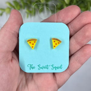 Pizza Heart Pepperoni Acrylic Stud Earrings