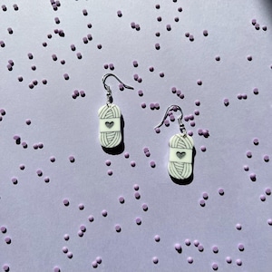 Yarn Skein Engraved Acrylic Dangle Earrings